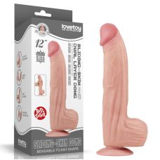 Фалоімітатор реалістичний двошаровий зі знімною присоскою тілесного кольору Lovetoy довжина 310 мм