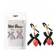 Зажимы для сосков с бантиками и сладкой клубничкой красного цвета Cnt 