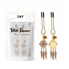 Зажимы для сосков в виде пинцета с подвесками золотистого цвета Cnt 