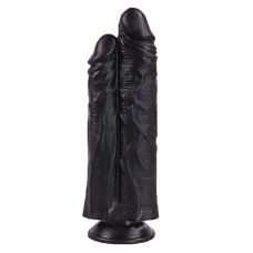 Двойной фаллоимитатор реалистичный на присоске черного цвета Vscnovelty