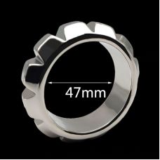 Фиксатор для члена БДСМ из нержавеющей стали серебристого цвета Bdsm4u размер Large диаметр 47 мм