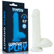Фаллоимитатор светящийся реалистичный на присоске белого цвета Lovetoy Lumino Play длина 210 мм