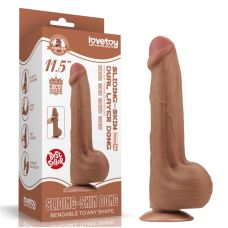 Фалоімітатор реалістичний двошаровий на присосці коричневого кольору Lovetoy довжина 290 мм