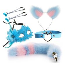 Набір для сексуальних ігор БДСМ Sexy Cat Ears Fox Tail Cosplay Sex Party Accessories блакитний