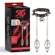 Затискачі для сосків з нашийником та ланцюгом сріблястого кольору Chisa Master Control
