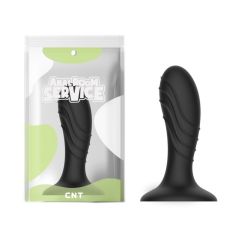Анальная пробка с ребрышками черного цвета Cnt