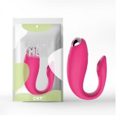 Вибратор для пары вагинальный с отростком для клитора силиконовый малинового цвета Cnt 