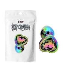 Анальная пробка  из медицинской стали радужная с радужным камушком в форме сердца Cnt Aurora Gem