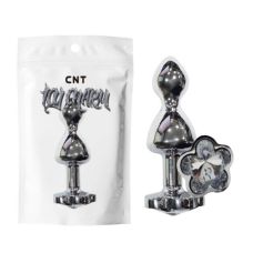 Анальная пробка из медицинской стали с камушком в форме цветка серебристого цвета Cnt Blossom Gem