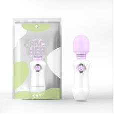 Вибромассажер Ванд микрофон для стимуляции интимных зон бело розового цвета Cnt Oh My Round