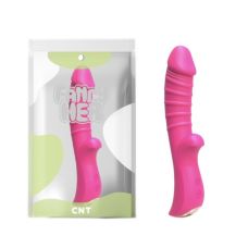 Вібратор вагінальний реалістичний ребристий з відростком для клітора рожевого кольору Cnt Sparkle