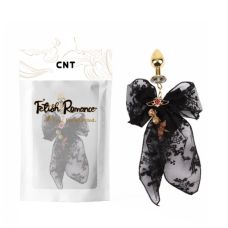 Анальная пробка из медицинской стали золотистого цвета с серебристым камушком и черным бантиком Cnt Bell Rings 