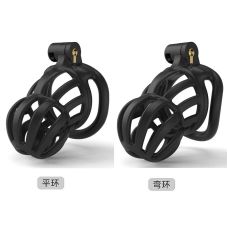 Пояс верности мужской БДСМ с изгибающемся кольцом по 3D технологии черного цвета Bdsm4u Cage H