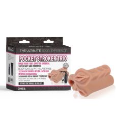Набор из 3-х мастурбаторов с вибацией Pocket Stroker Trio коричневый