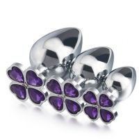 Анальная пробка  металлическая с красным камнем Metal Clover Butt Plug Jewelry Medium 