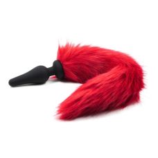Анальная силиконовая пробка с красным пушистым хвостом Flirting Tail Wool