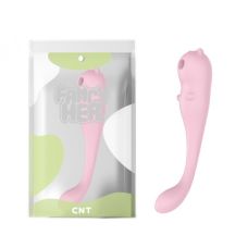 Двойной вибратор вагинальный для точки G и клиторальный с вакуумной стимуляцией розового цвета Cnt Dual Fantasy Kissing Winnie