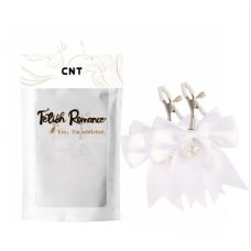 Зажимы для сосков с силиконовыми наконечниками и белыми бантами Cnt