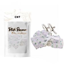 Зажимы для сосков БДСМ с силиконовыми наконечниками и белыми бантиками и зеленым узором Cnt