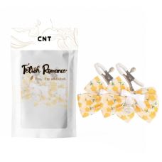 Зажимы для сосков БДСМ с силиконовыми наконечниками и белыми бантиками и желтым узором Cnt