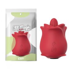 Вибратор Роза с язычком для стимуляции клитора красного цвета Cnt Rose Romance Blow Stripe