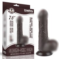 Фаллоимитаор на присоске реалистичный с венками Sliding Skin Dual Layer Dong 7.0 коричневый