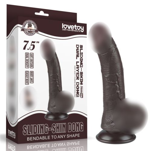 Реалистичный фаллоимитатор на присоске Sliding Skin Dual Layer Dong 7.5 коричневый
