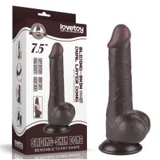 Фалоімітатор реалістичний на присосці Sliding Skin Dual Layer Dong 7.5 коричневий