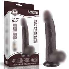 Фалоімітаор на присосці коричневий Sliding Skin Dual Layer Dong 8.5