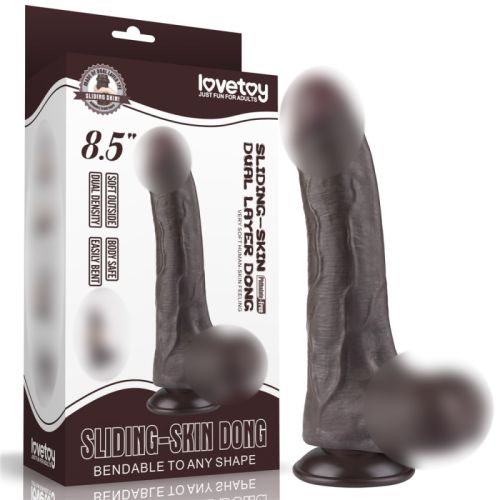 Реалистичный фаллоимитатор на присоске Sliding Skin Dual Layer Dong  8.5 коричневый