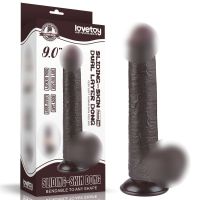 Фаллоимитаор реалістичний на присосці Sliding Skin Dual Layer Dong 9.0 коричневий