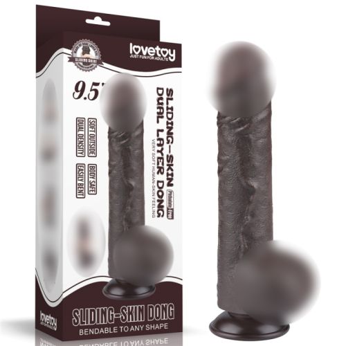 Реалистичный фаллоимитатор на присоске Sliding Skin Dual Layer Dong 9.5 коричневый