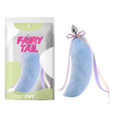 Анальная металлическая пробка с голубым меховым хвостом Agile Foxs Tail Plug 