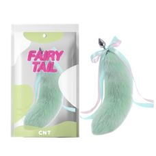 Анальная пробка с зеленым меховым хвостом  Agile Foxs Tail Plug 18.5