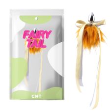 Металлическая анальная пробка с пушистим желтым хвостом Detachable Furry Metal Plug 