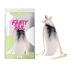 Анальная металлическая пробка с пушистым хвостом Detachable Cross Fluffy Fox Tail Plug белый