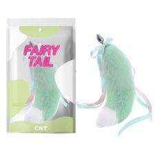 Анальная пробка из металла с длинным хвостом Bicolor Foxs Tail Plug  18.5 бирюзовый