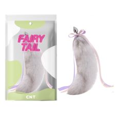 Анальна пробка з пухнастим біло-сірим хвостом Detachable Fluffy Fox Tail Plug