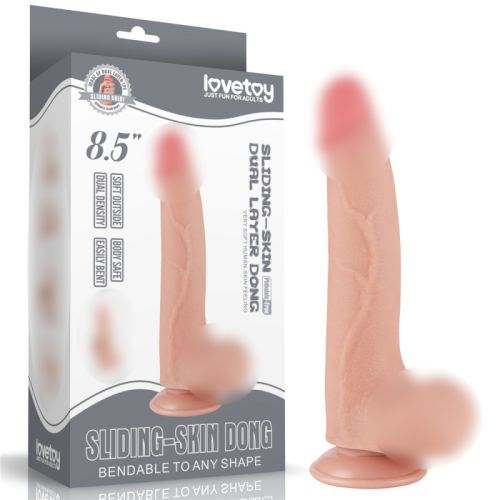 Фаллоимитатор реалистичный на присоске Sliding Skin Dual Layer Dong Flesh 8.5 телесный