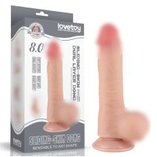 Фаллоимитатор реалистичный на присоске Sliding Skin Dual Layer Dong Flesh 8.0 телесный