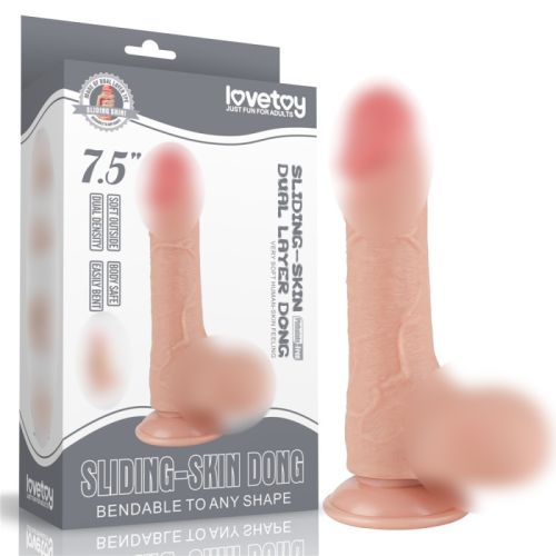 Фаллоимитатор на присоске реалистичный Sliding Skin Dual Layer Dong Flesh 7.5 телесный