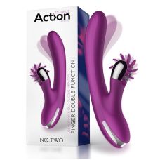 Вибратор вагинальный с отростком для клитора с ротацией фиолетового цвета Action No Two