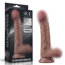 Реалистичный фаллоимитатор на присоске силиконовый Dual Layered Silicone Cock 9.0 коричневый