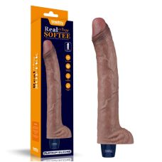 Вагинальный вибратор из силикона коричневый коричневый Real Softee Rechargeable Silicone Vibrating Dildo 11.0 
