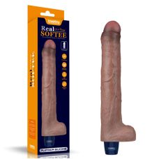 Вибратор реалистик из силикона коричневый Lovetoy Real Softee Rechargeable Silicone Vibrating Dildo 10.5 