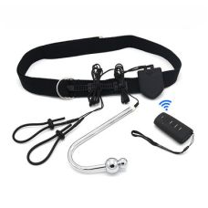 Анальный крюк с эрекционным лассо с электростимуляцией и пультом дистанционного управления черного цвета Bdsm4u