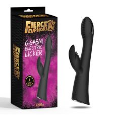 Вибратор вагинальный и точки G с отростком для клитора черного цвета Chisa