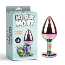 Анальная пробка хамелион из медицинской стали Rainbow Heart Gem Plug Small