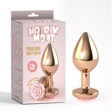 Анальная пробка золотая с розовым камнем роза Spark Rose Anal Plug Medium