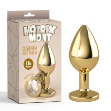 Анальна пробка з прозорим камінчиком Clear Gem Gold Plug Medium золота